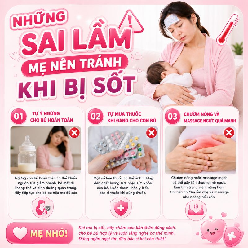 những sai lầm mẹ nên tránh khi bị sốt